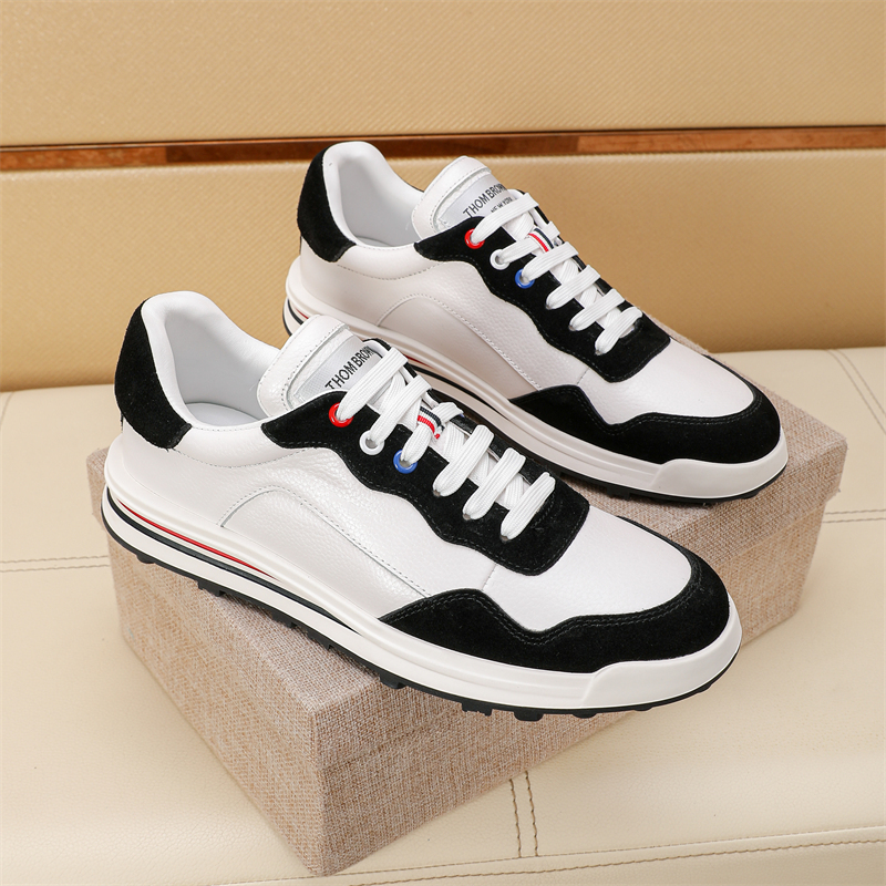 Thom Browne Men's Leather Low-Top Sneakers with Signature Stripe Detail 3 i1742194493943 4294 0 0