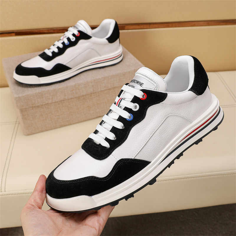 Thom Browne Men's Leather Low-Top Sneakers with Signature Stripe Detail 9 i1742194493954 71 0 1