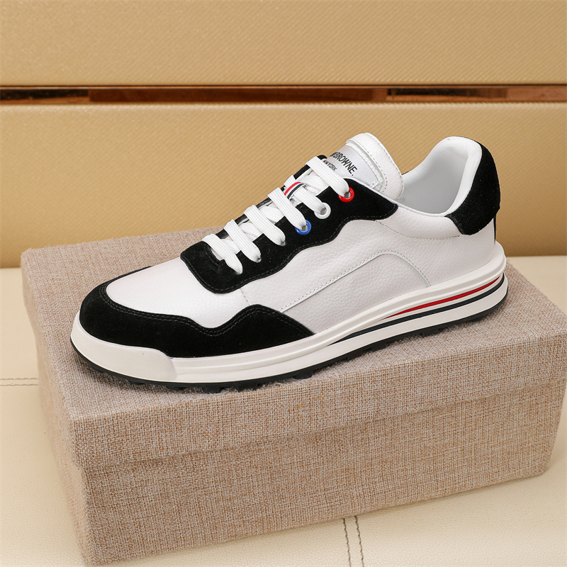 Thom Browne Men's Leather Low-Top Sneakers with Signature Stripe Detail 10 i1742194494180 4266 0 8