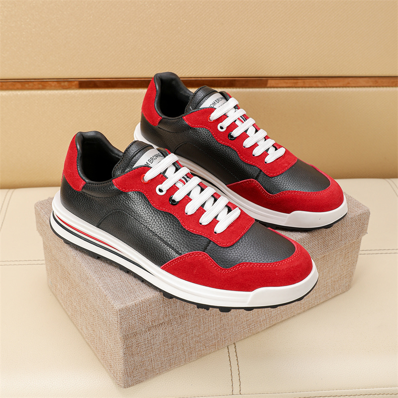 Thom Browne Men's Red & Black Leather Sneakers - Classic Style, Sizes 38-44