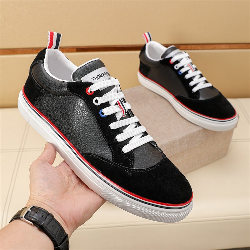 Thom Browne Men's Leather Sneakers with Signature Stripe Detail 13 Thom Browne Men's Leather Sneakers with Signature Stripe Detail