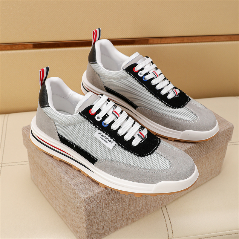 Thom Browne Men's Leather Sneakers with Signature Stripe Detail, Size 38-44 2 i1742195364251 6156 0 0