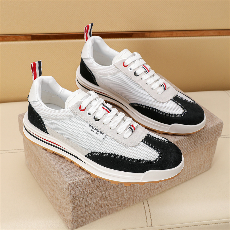 Thom Browne Men's Leather Low-Top Sneakers with Signature Stripe Detail 3 i1742195382243 6923 0 1