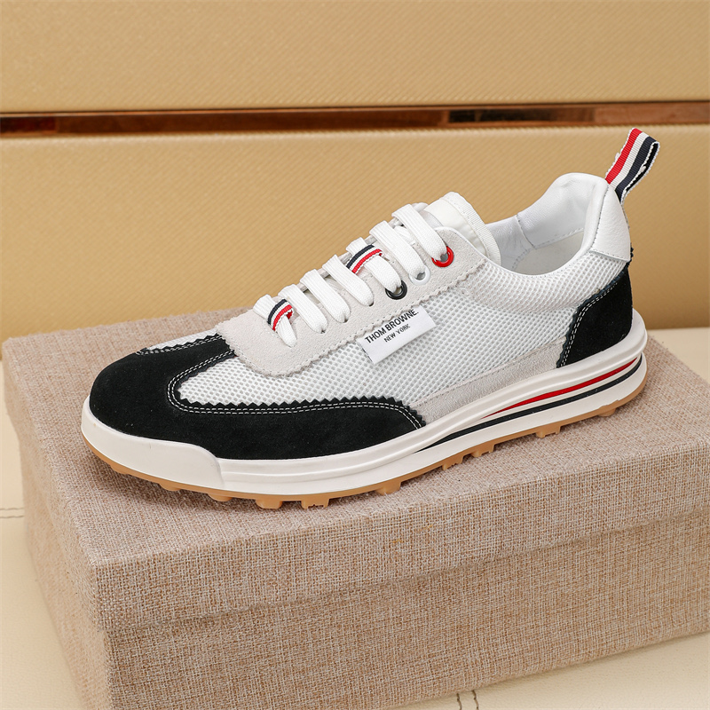 Thom Browne Men's Leather Low-Top Sneakers with Signature Stripe Detail 10 i1742195382437 3118 0 8