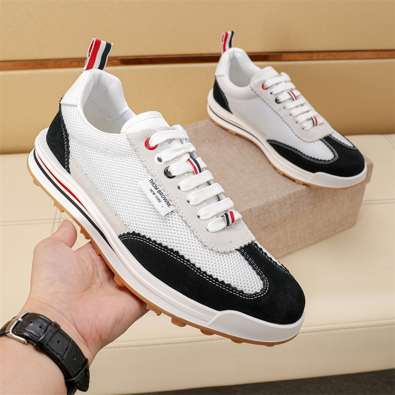 Thom Browne Men's Leather Low-Top Sneakers with Signature Stripe Detail 6 i1742195382896 3821 0 4