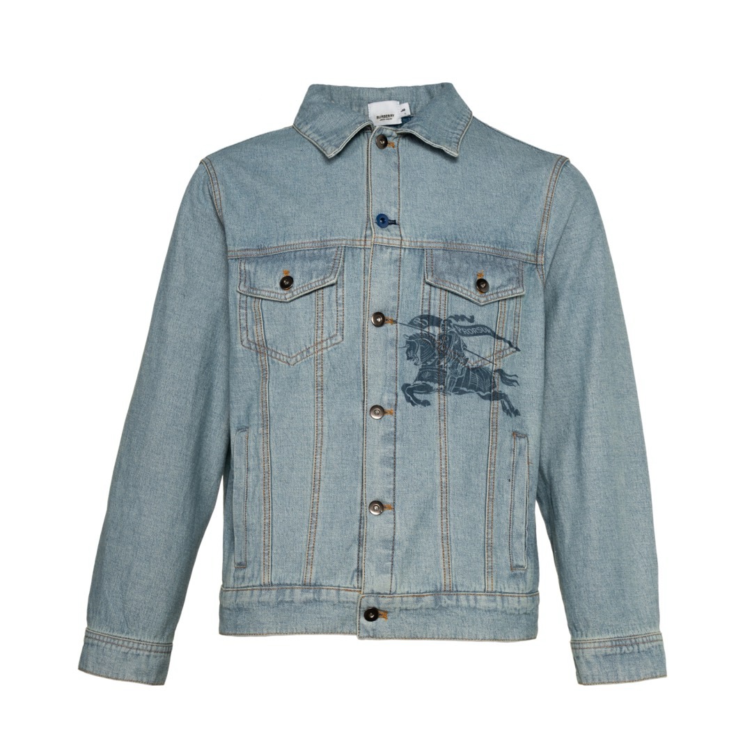 Burberry Denim Jacket with Equestrian Knight Design - Stylish & Durable