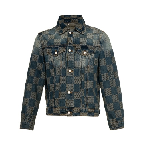 Louis Vuitton Damier Washed Denim Jacket, Designer Inspired 1 Louis Vuitton Damier Washed Denim Jacket, Designer Inspired