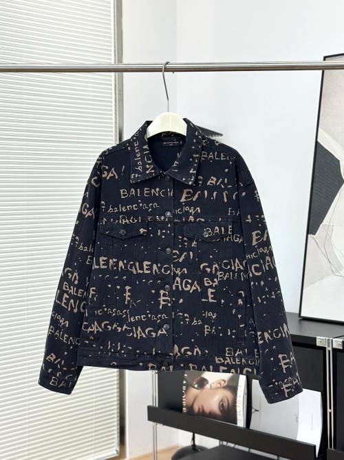 Balenciaga Distressed Logo Denim Jacket, Washed Black, Unisex Style 1 Balenciaga Distressed Logo Denim Jacket, Washed Black, Unisex Style