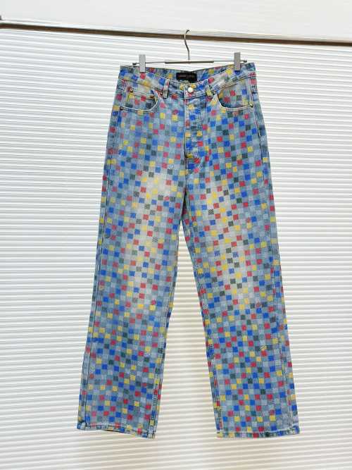 Louis Vuitton 2025 Colorful Checkered Denim Jeans - Stylish and Trendy 1 Louis Vuitton 2025 Colorful Checkered Denim Jeans - Stylish and Trendy