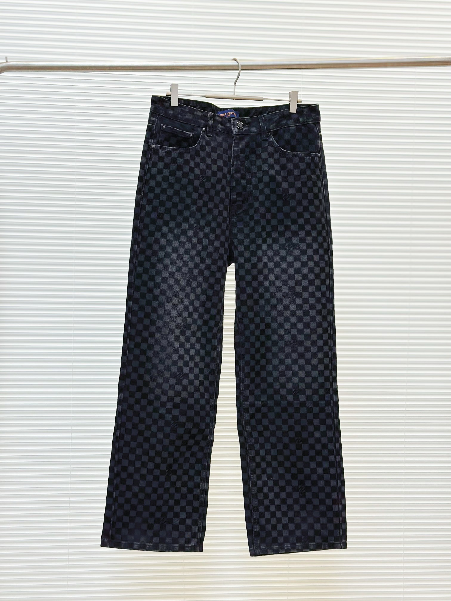 Louis Vuitton 2025 Checkered Flocked Denim Pants - Stylish and Comfortable