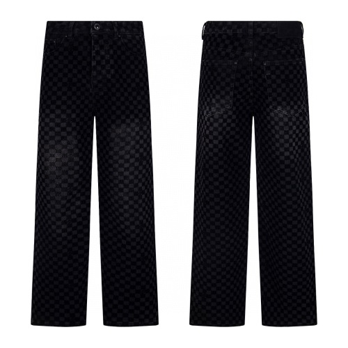 Louis Vuitton 2025 Checkerboard Flocked Denim Jeans - Stylish Comfort 1 Louis Vuitton 2025 Checkerboard Flocked Denim Jeans - Stylish Comfort