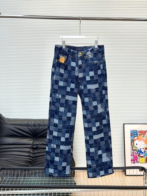 Louis Vuitton x Nigo Damier Patchwork Denim Pants - Limited Edition 1 Louis Vuitton x Nigo Damier Patchwork Denim Pants - Limited Edition