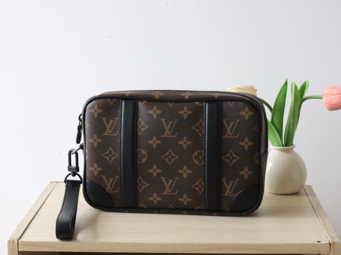 Louis Vuitton Kasaï Pochette Handbag Damier Graphite Canvas with Leather Strap 1 Louis Vuitton Kasaï Pochette Handbag Damier Graphite Canvas with Leather Strap