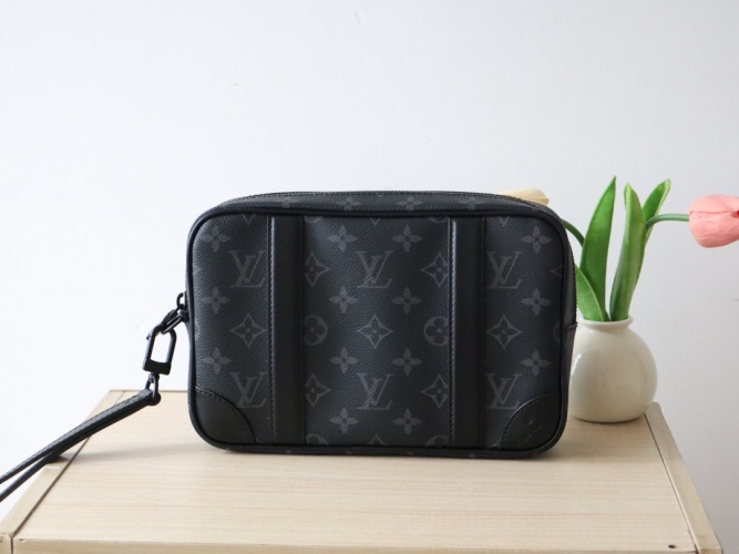 Louis Vuitton Kasaï Pochette Handbag Damier Graphite Canvas with Leather Strap