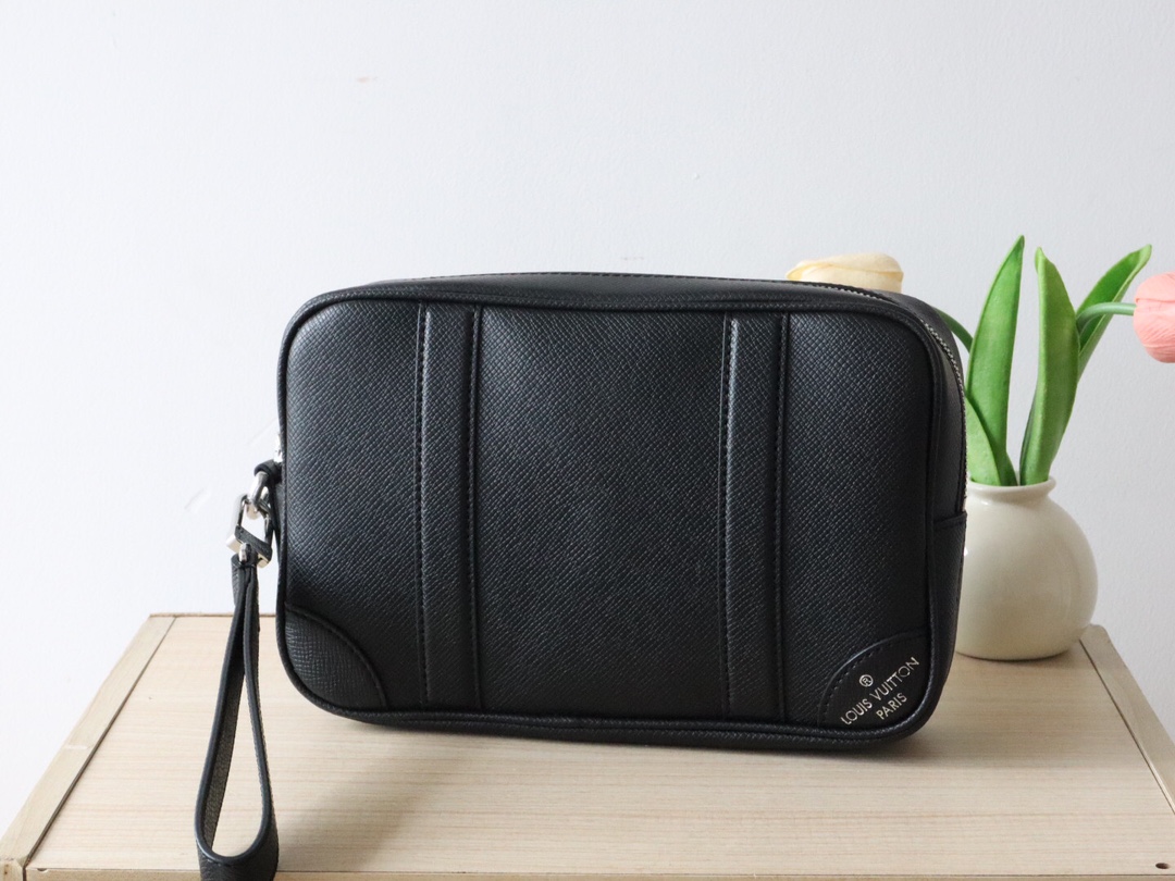 Louis Vuitton Kasaï Pouch: Damier Graphite Canvas, Black Leather Trim