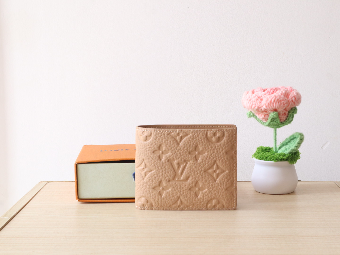 Louis Vuitton Multiple Wallet Taurillon Leather Monogram Embossed Beige 1 i1742793552740 202 0 0