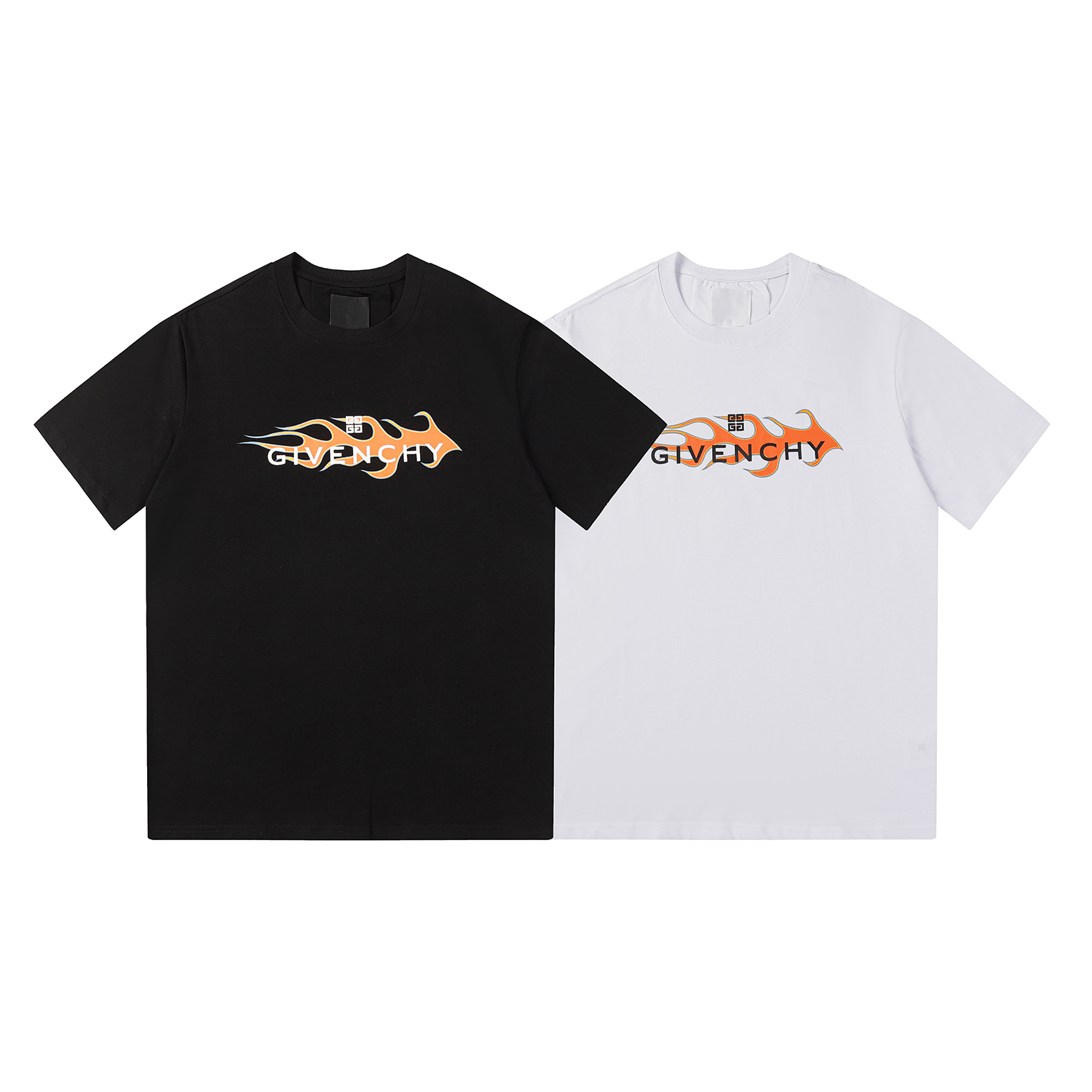 6121-- GIVENCHY/GIVENCHY Camiseta slim fit de algodón con estampado de llamas Nuevo logotipo de Givenchy GVC estampado …