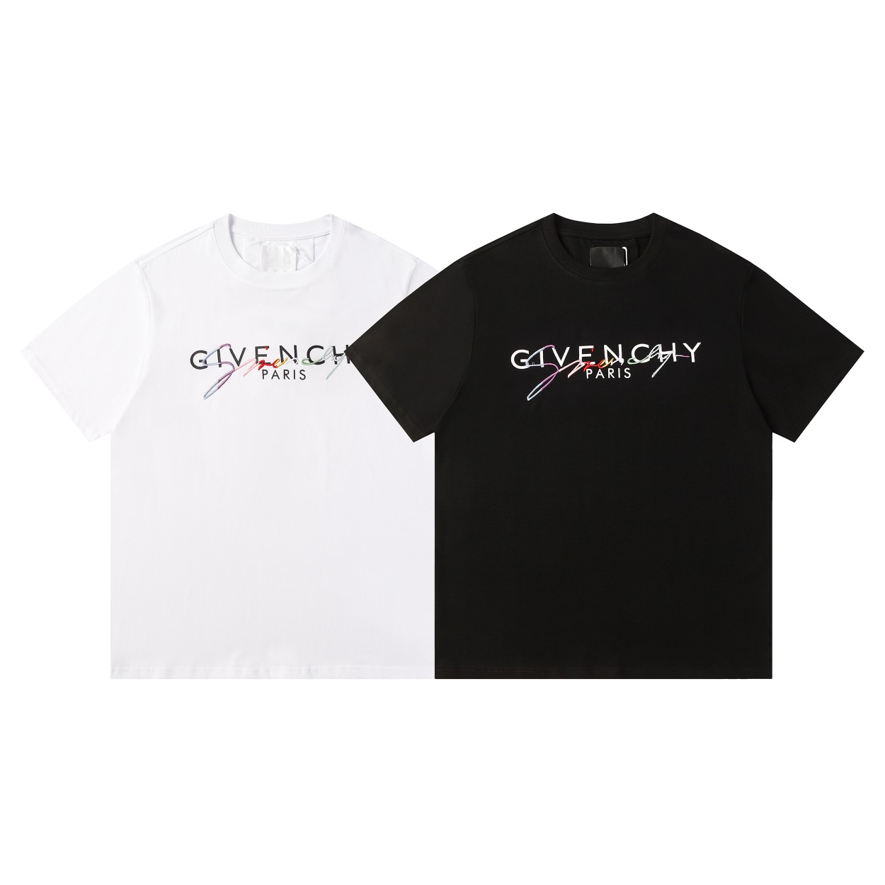 6135--- 6135----Nueva camiseta de media manga de algodón puro para hombre con estampado de bordado de letras gvc, color…