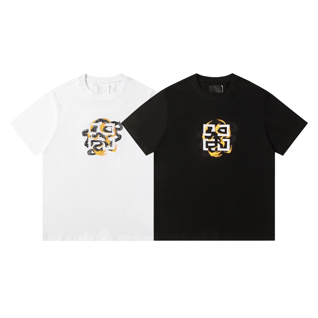 6136---- 6136---Givenchy camiseta deportiva informal de manga corta con estampado de dragón y letras 4G bordada con cue…