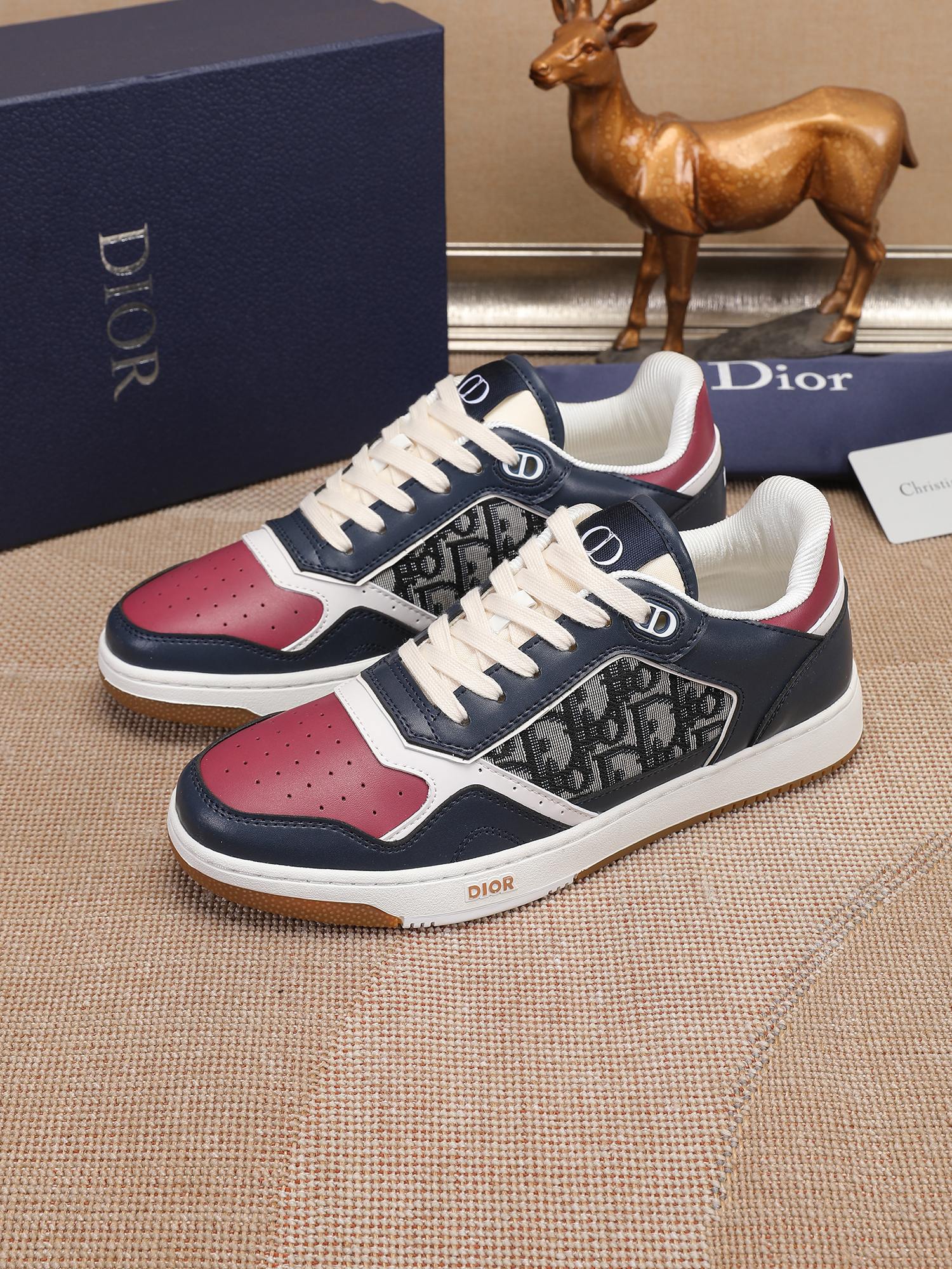 Dior Low-Top Sneakers met Oblique Print, Blauw, Zwart en Rood, Maat 38-44