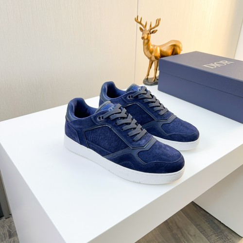 Dior Men's Low-Top Sneakers in Navy Blue Suede with Oblique Lace-Up Design 1 Dior Men's Low-Top Sneakers in Navy Blue Suede with Oblique Lace-Up Design