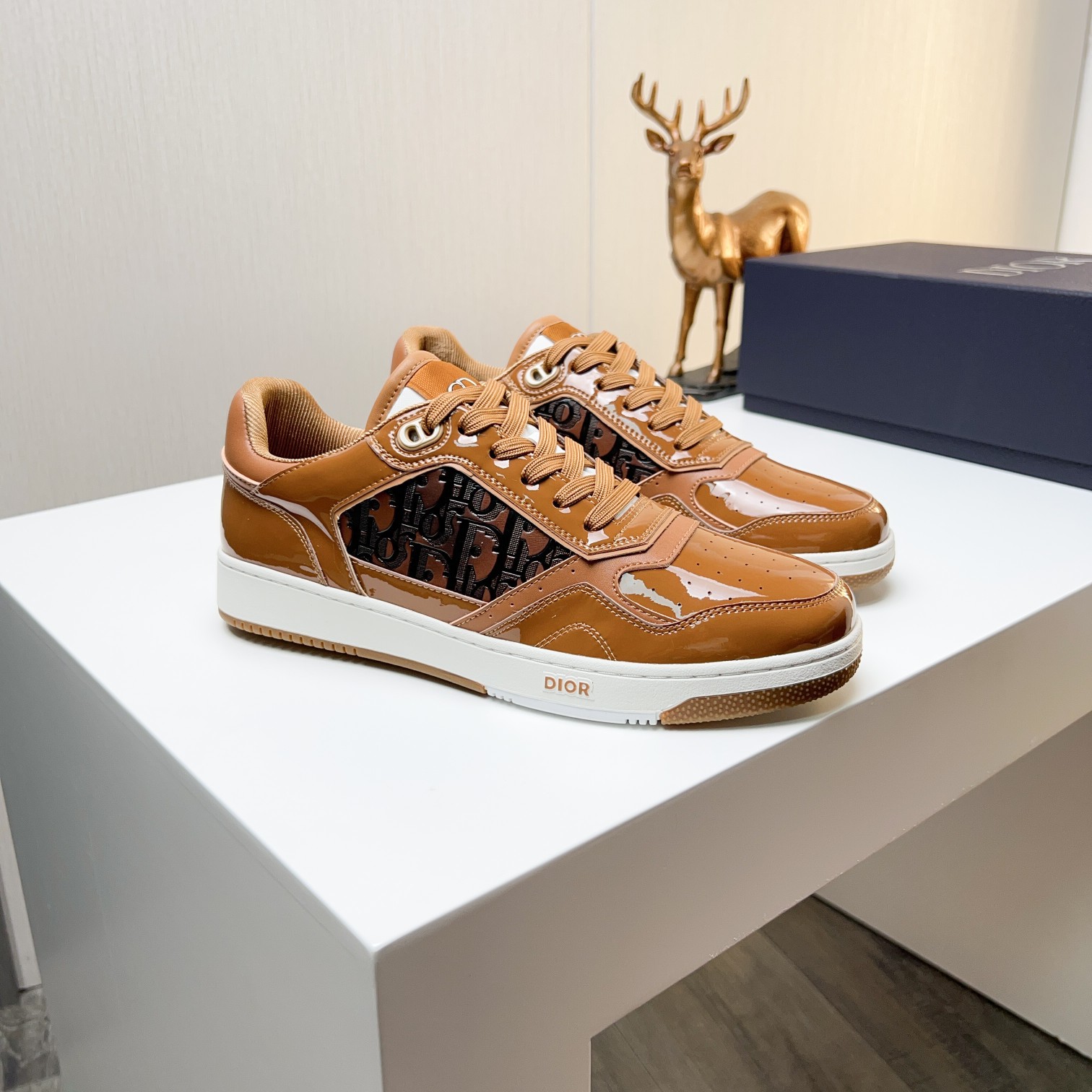 Dior Low-Top Sneakers Brown Oblique Canvas Lace-Up, Size 38-44