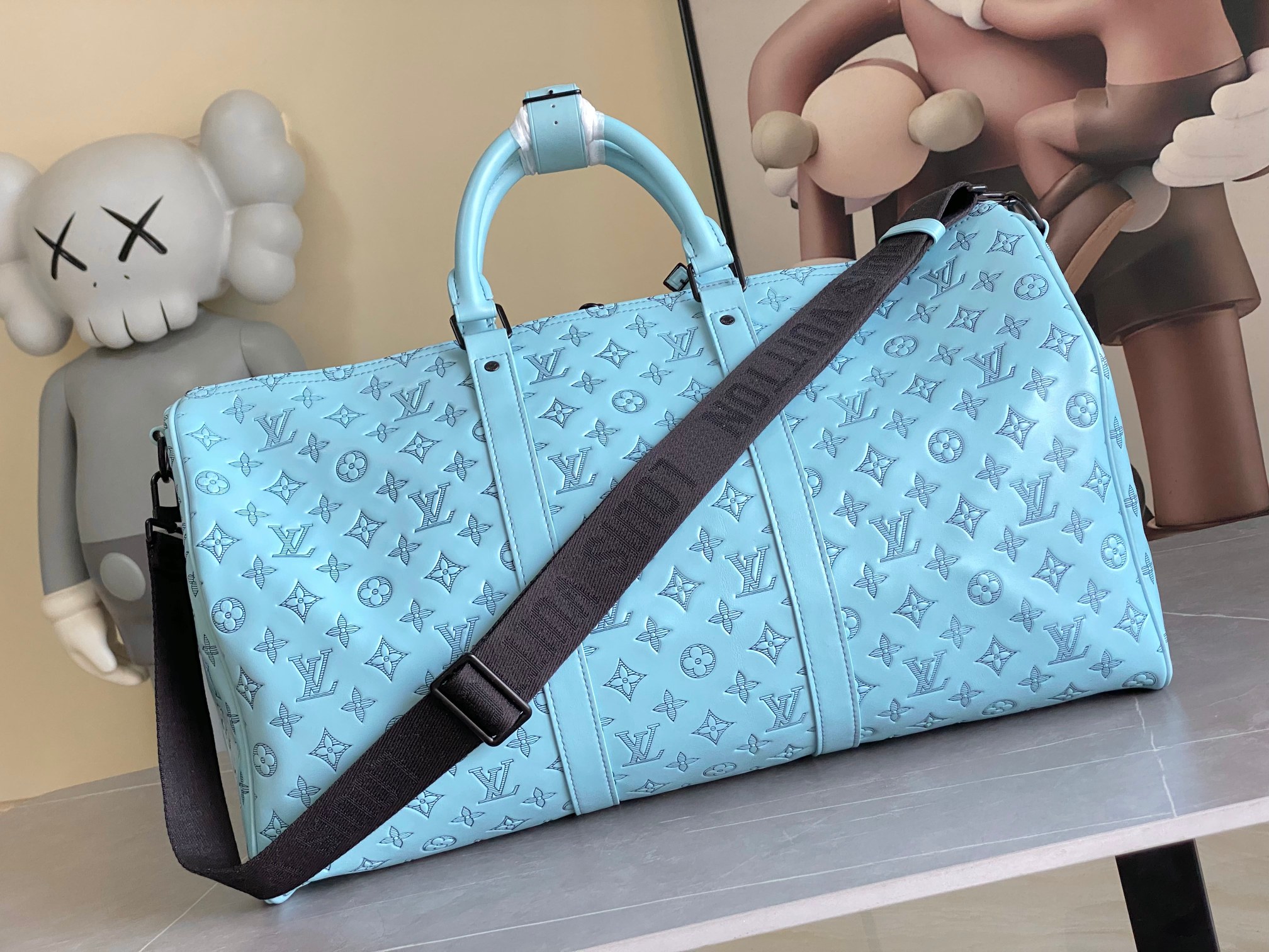Louis Vuitton Keepall Bandouli re 50 Light Blue Monogram 50 travel