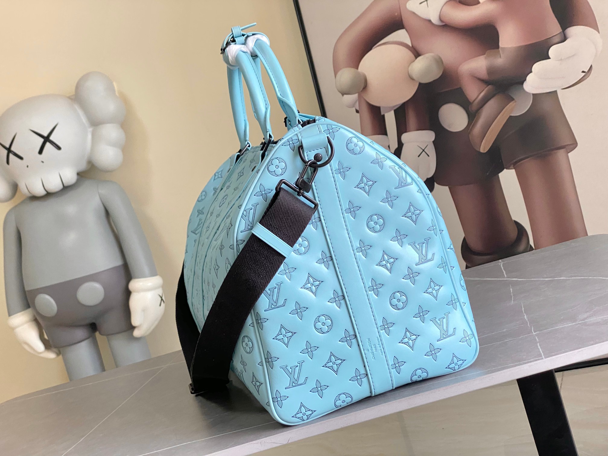 Louis Vuitton Keepall Bandouli re 50 Light Blue Monogram 50 travel