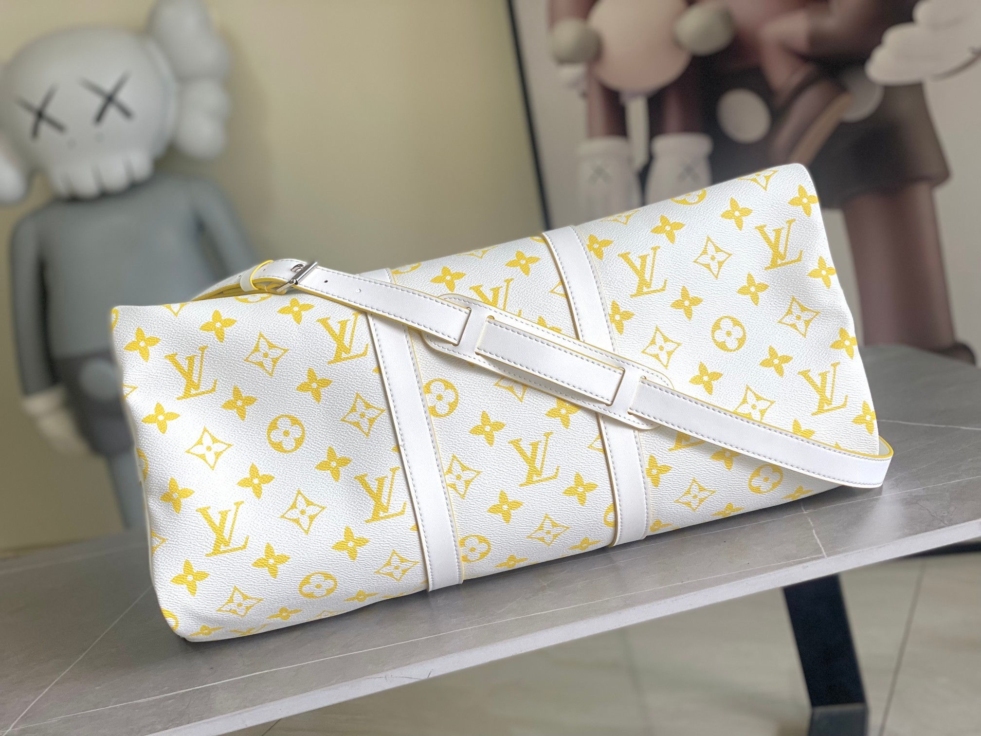 M14834 KEEPALL BANDOULIÈRE 50 黄白色Monogram Bandana圖案以