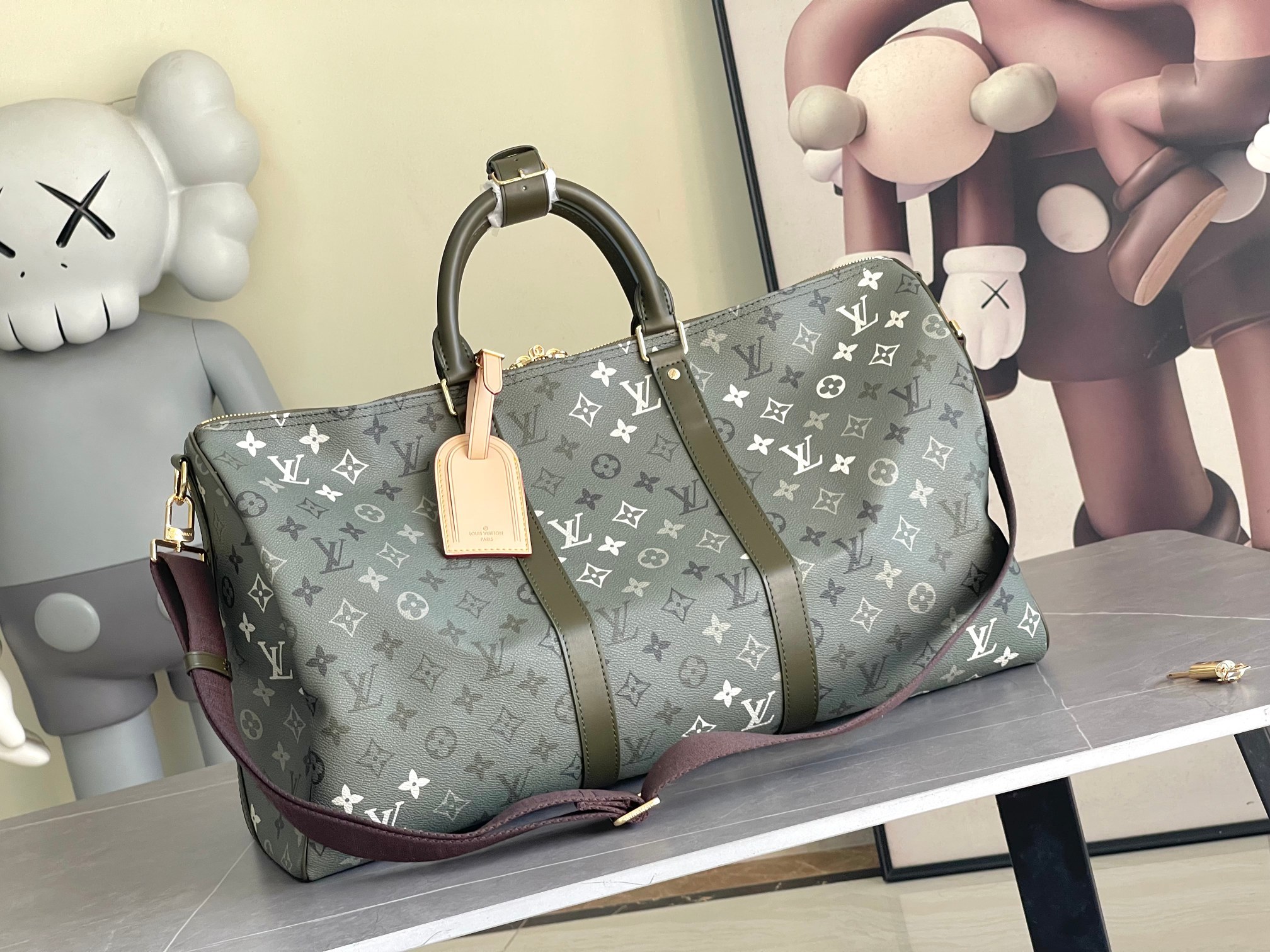 顶级原单 M41416军绿彩花 LU KEEPALL 50CM 旅行包,此款Keepall是旅行袋系列中