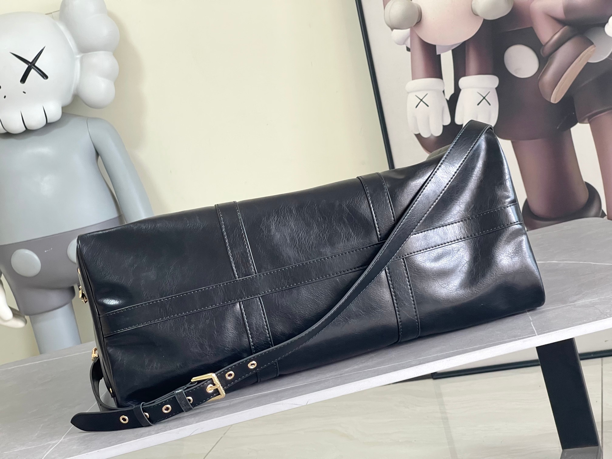 Louis Vuitton Keepall 50 Black Leather 50cm travel