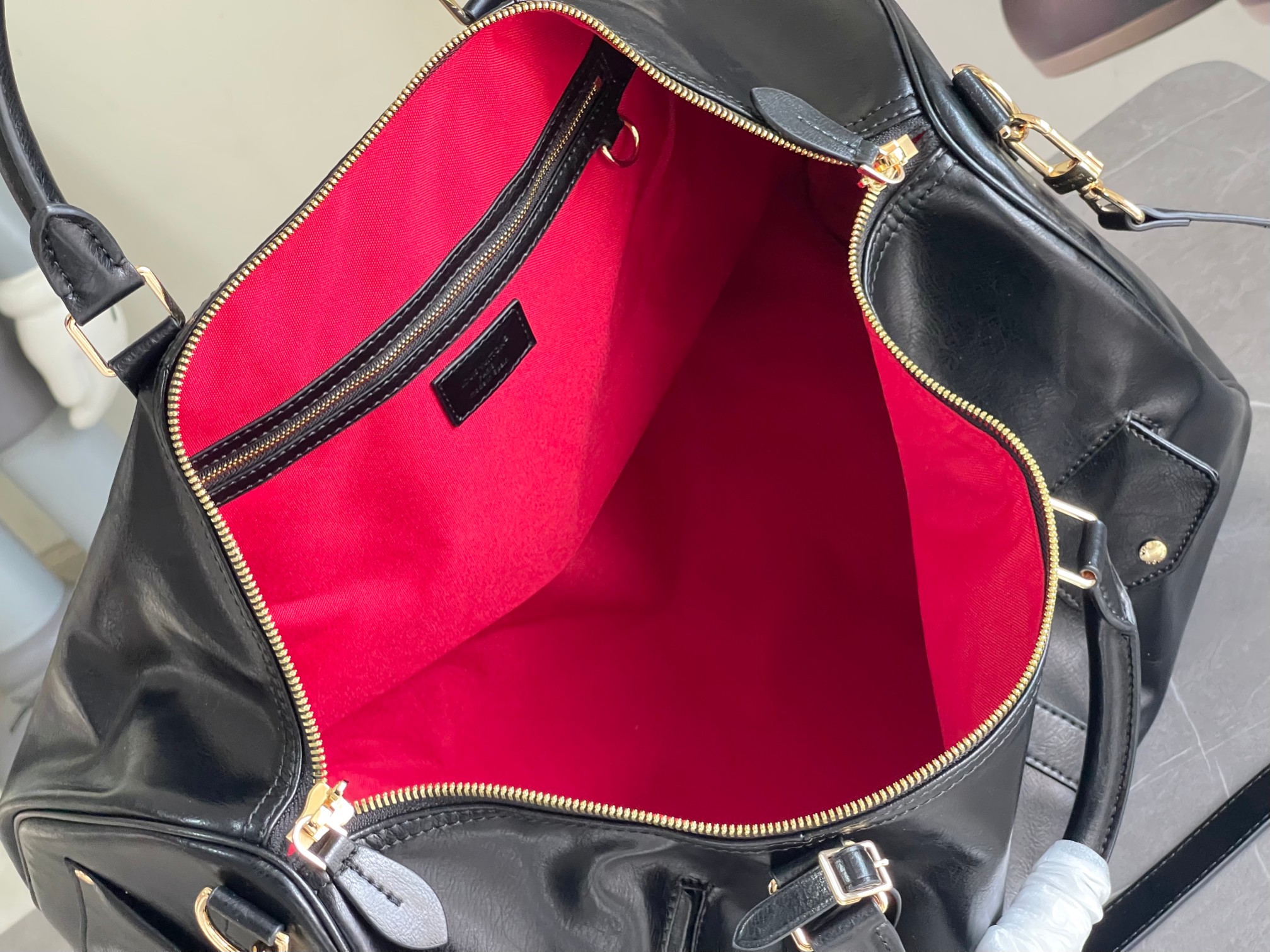 Louis Vuitton Keepall 50 Black Leather 50cm travel
