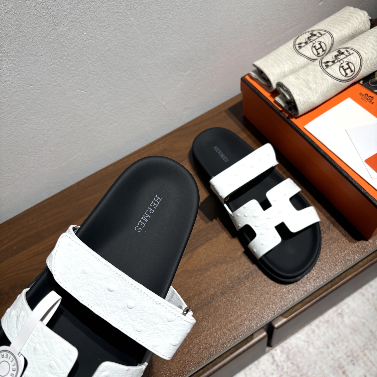 Hermes Chypre Sandals, Ostrich Print Leather, Comfortable Summer Slides 7 i1744026338955 8449 0 5