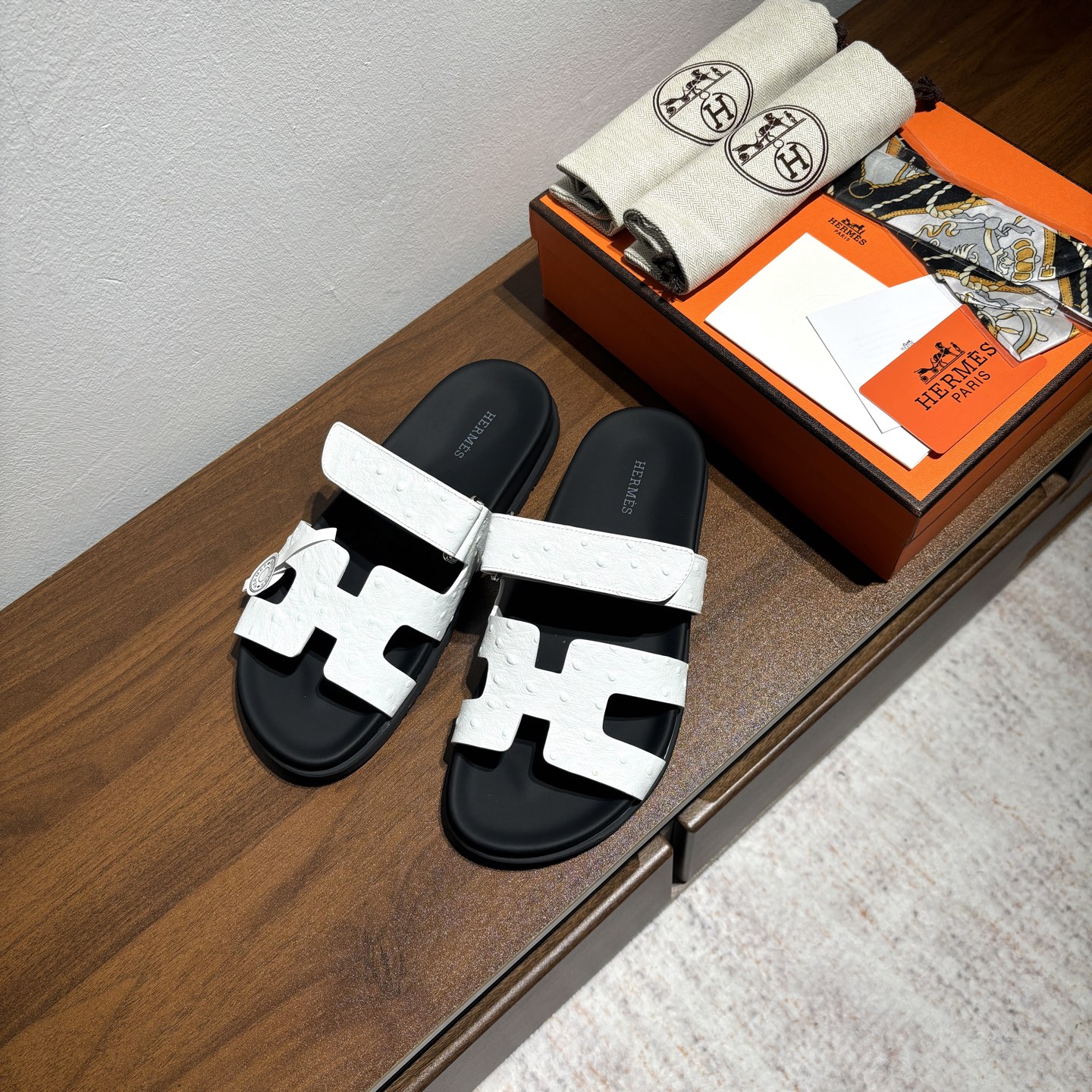 Hermes Chypre Sandals, Ostrich Print Leather, Comfortable Summer Slides 4 i1744026339018 6155 0 2