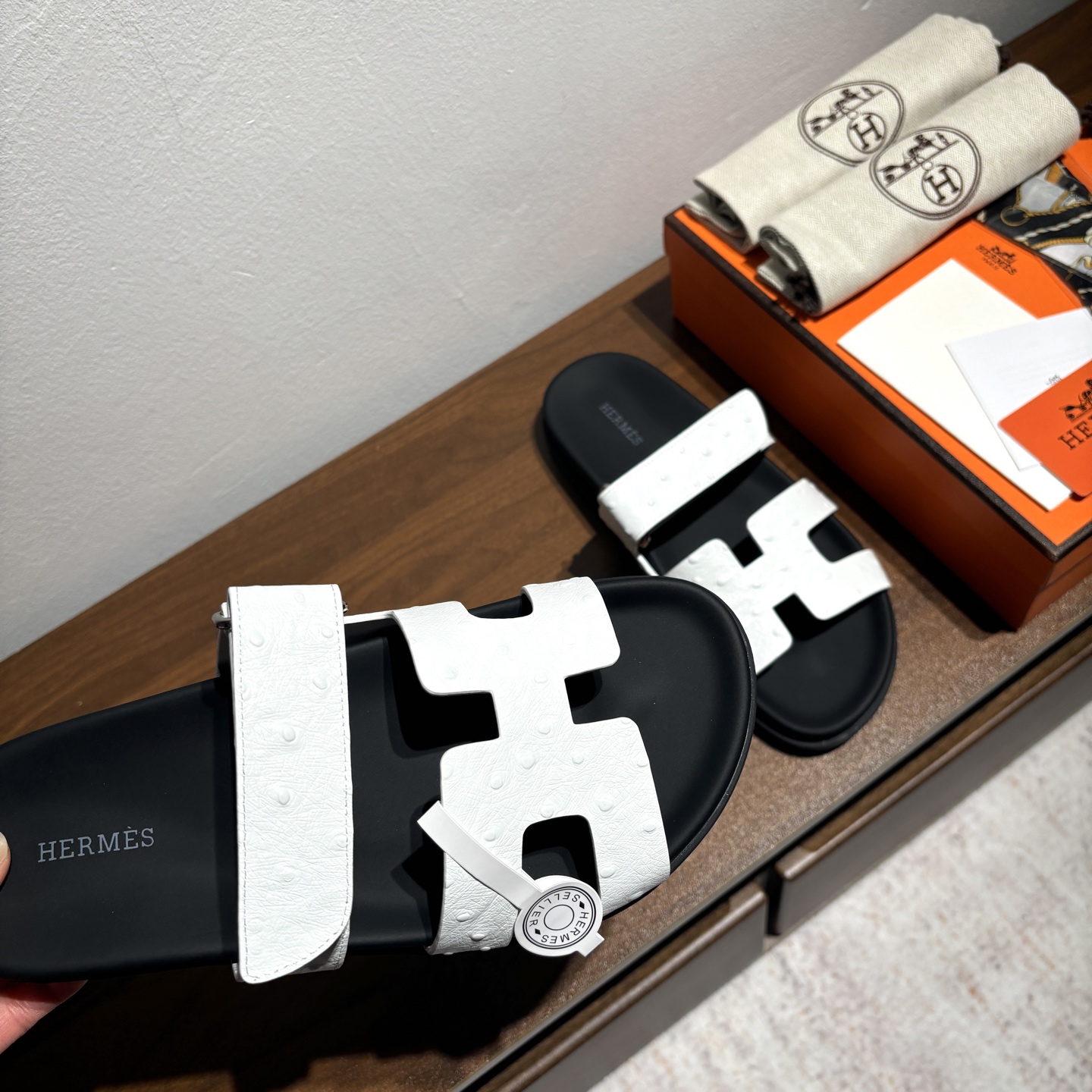 Hermes Chypre Sandals, Ostrich Print Leather, Comfortable Summer Slides 5 i1744026339023 9333 0 3