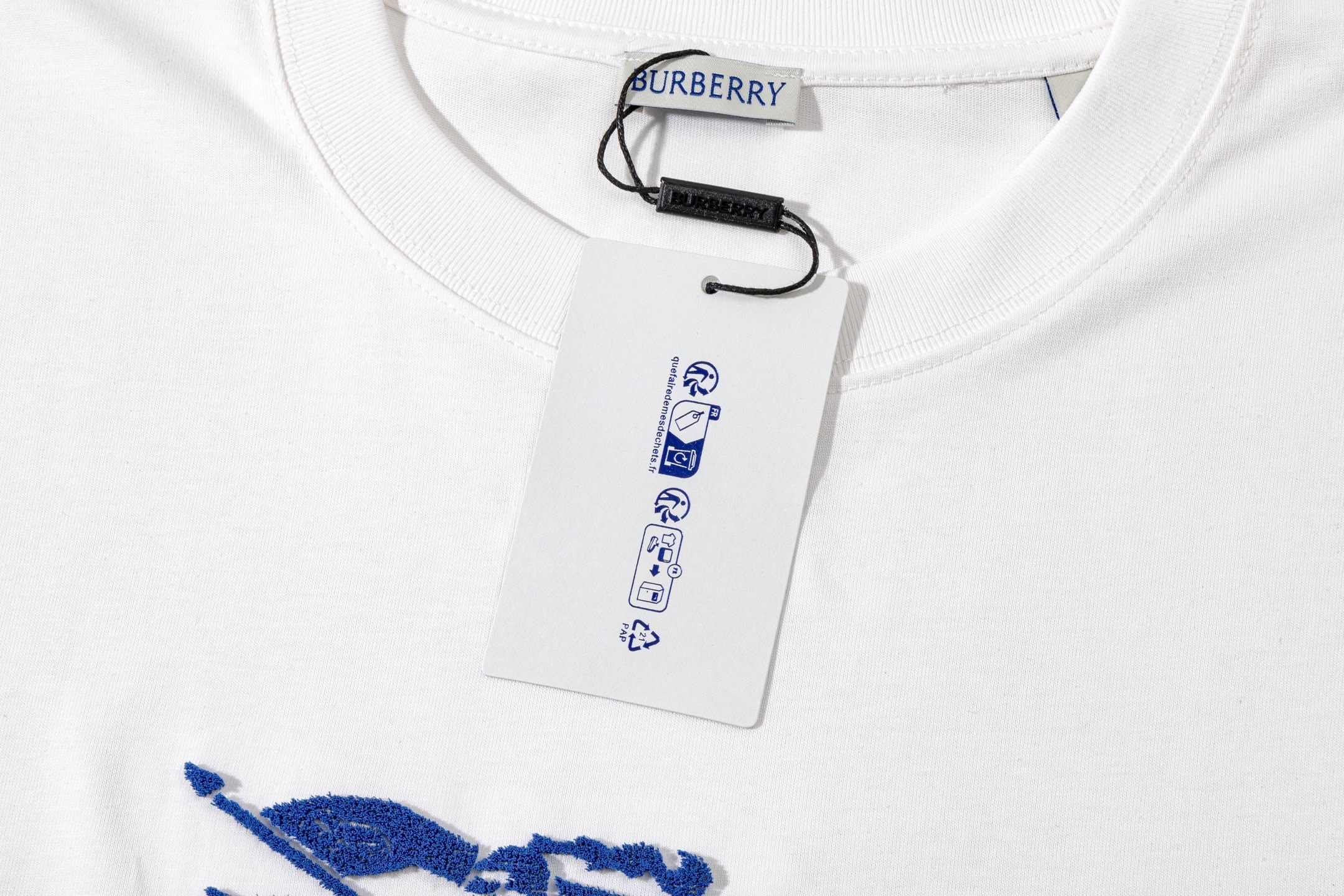 Burberry 高端品质 Burberry巴宝莉战马立体牙刷绣logo圆领短袖，高克重 洗水面料，洗水完280g重， 工艺，宽松版型
