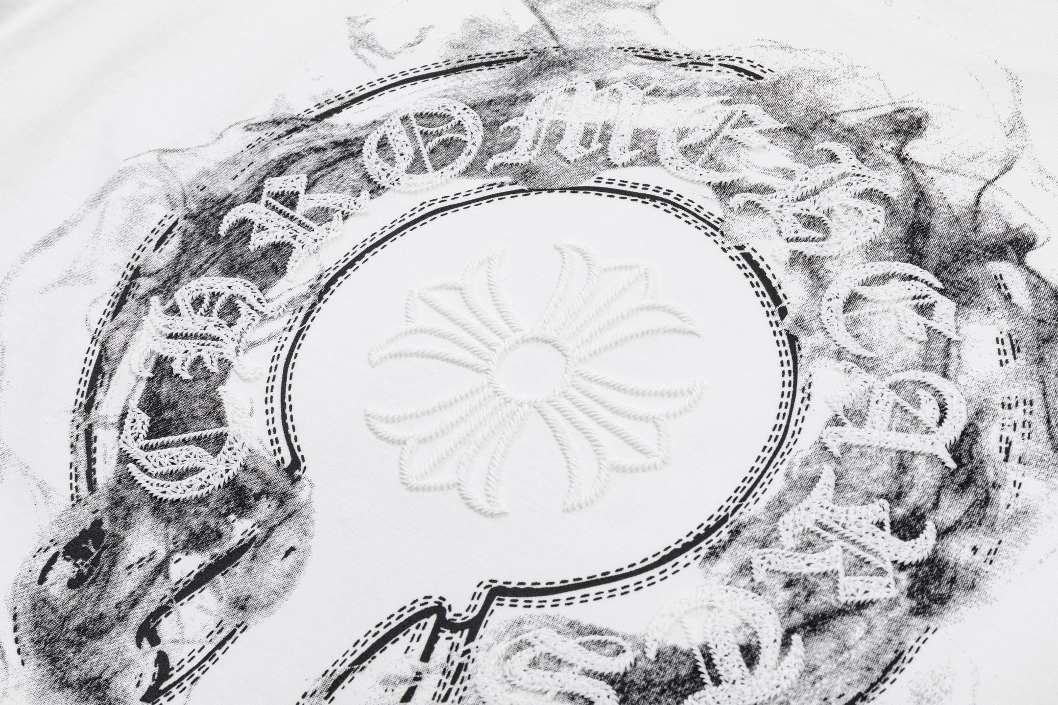 Chrome Hearts 高端品质 Chrome Hearts 克罗心印花立体万针刺绣字母logo圆领短袖