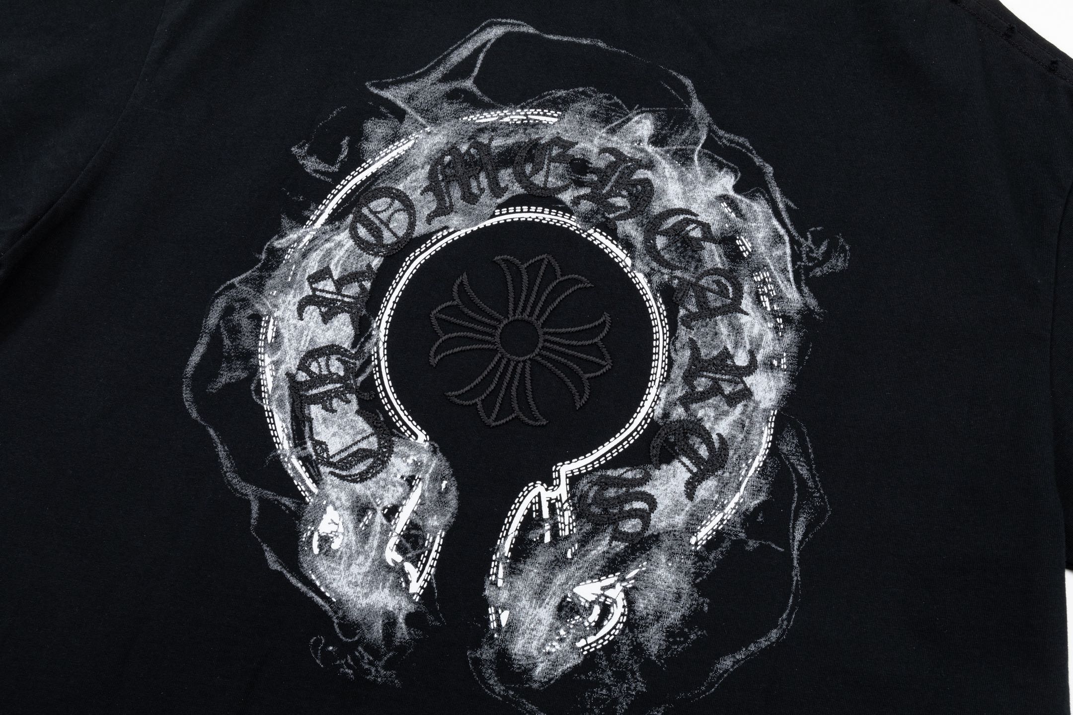 Chrome Hearts 高端品质 Chrome Hearts 克罗心印花立体万针刺绣字母logo圆领短袖