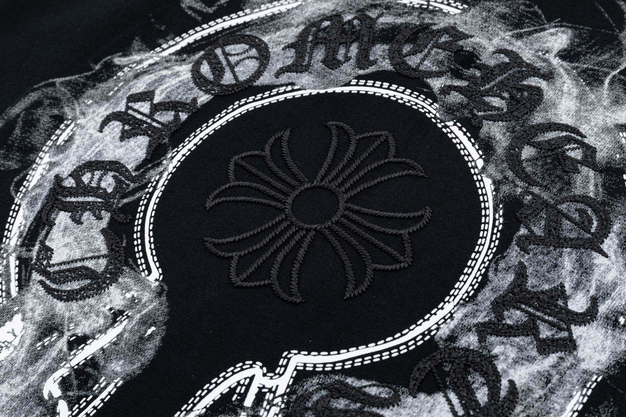 Chrome Hearts 高端品质 Chrome Hearts 克罗心印花立体万针刺绣字母logo圆领短袖