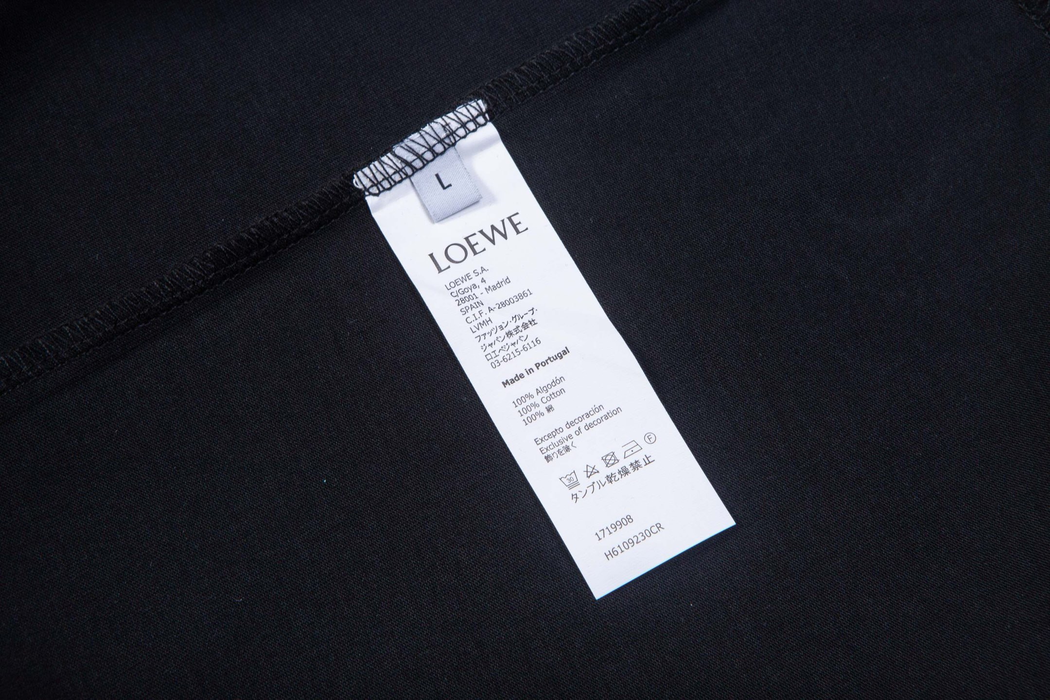 Loewe 高端品质 Loewe 罗意威兔子绣字母logo圆领短袖，高克重 洗水面料，洗水完280g重， 工艺，宽松版型