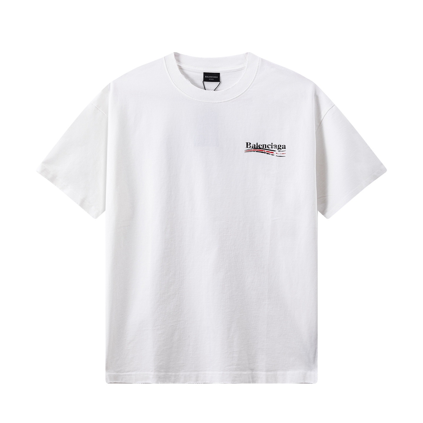 Balenciaga 高端品质 Balenciaga巴黎世家可乐印花logo圆领短袖 领口 袖口做破洞磨损工艺