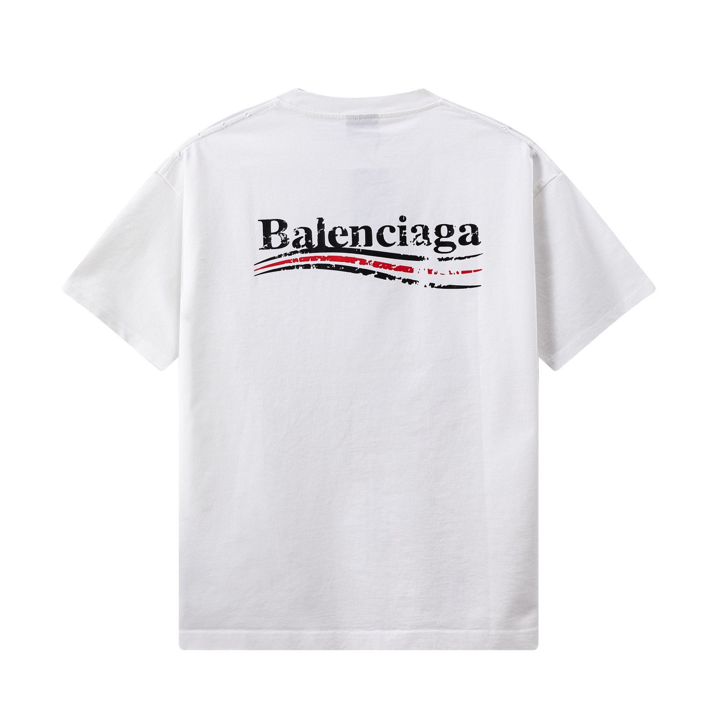 Balenciaga 高端品质 Balenciaga巴黎世家可乐印花logo圆领短袖 领口 袖口做破洞磨损工艺