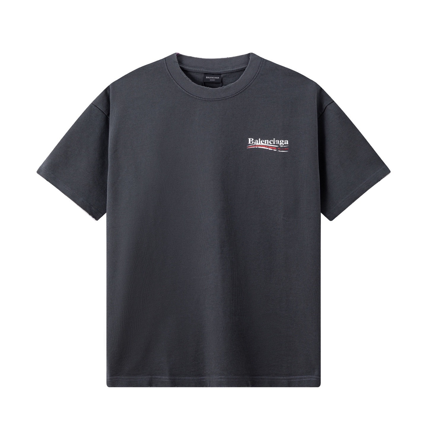 Balenciaga 高端品质 Balenciaga巴黎世家可乐印花logo圆领短袖 领口 袖口做破洞磨损工艺