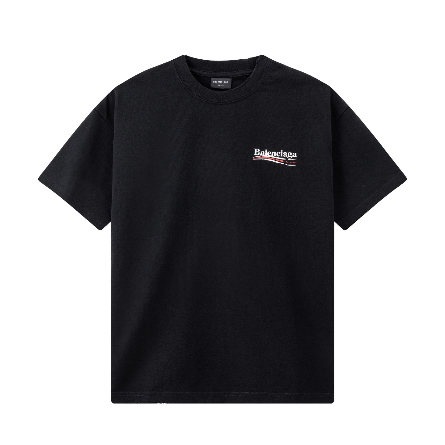 Balenciaga 高端品质 Balenciaga巴黎世家可乐印花logo圆领短袖 领口 袖口做破洞磨损工艺