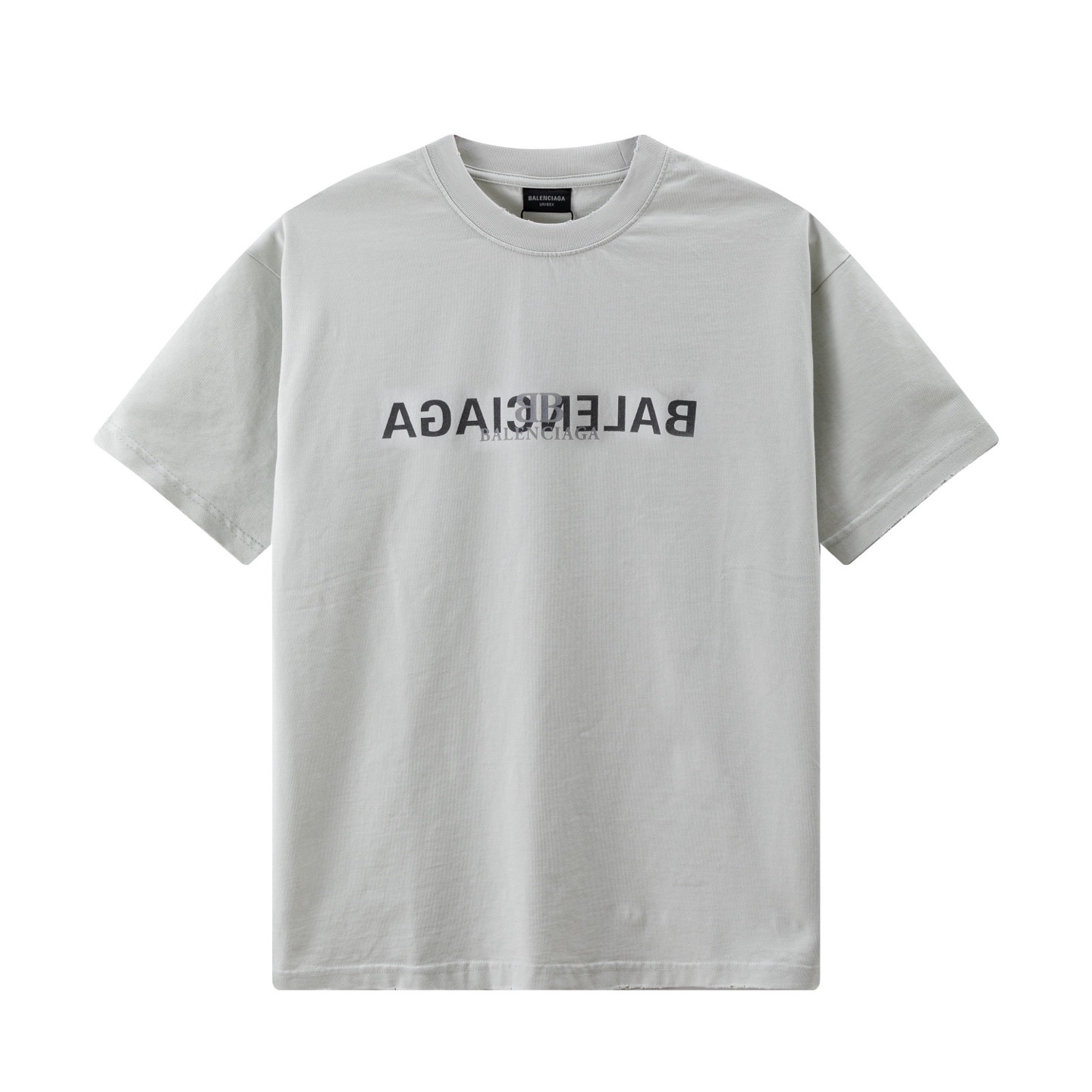 Balenciaga 高端品质 Balenciaga巴黎世家印花字母logo圆领短袖 领口 袖口做破洞磨损工艺