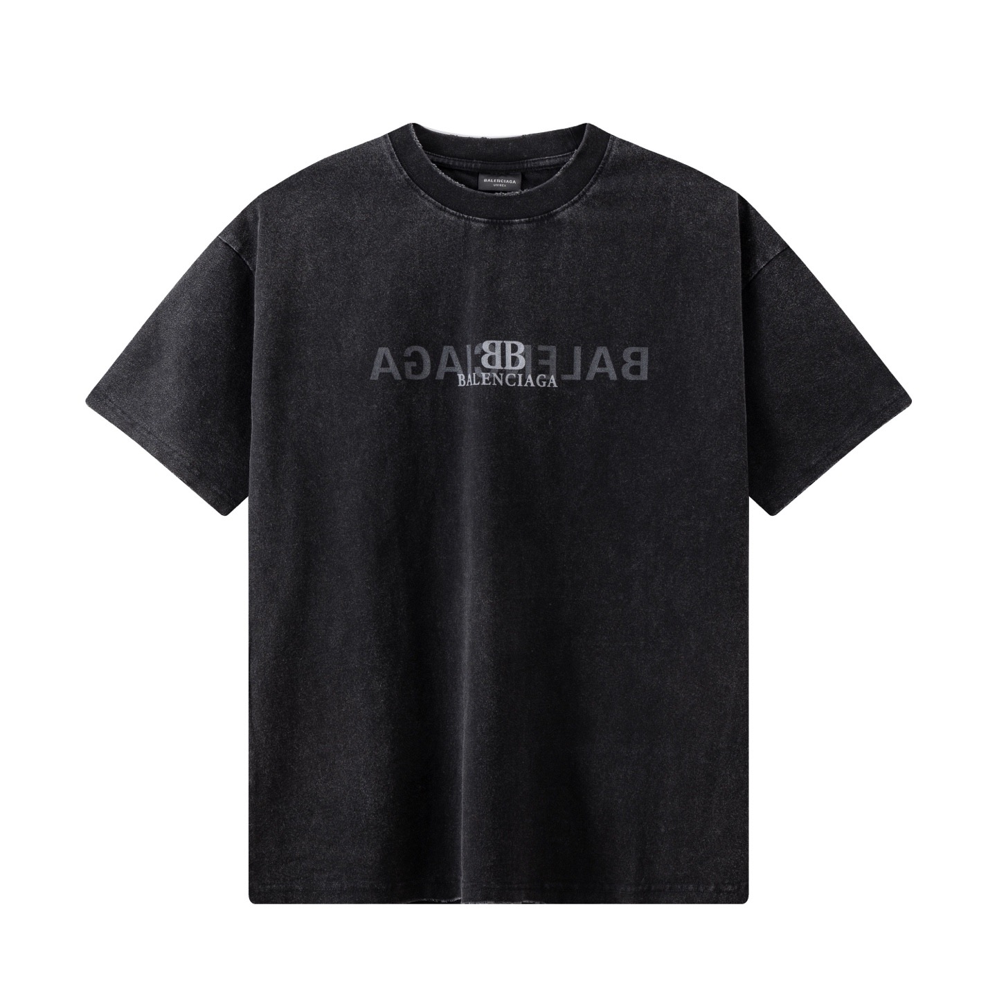 Balenciaga 高端品质 Balenciaga巴黎世家印花字母logo圆领短袖 领口 袖口做破洞磨损工艺