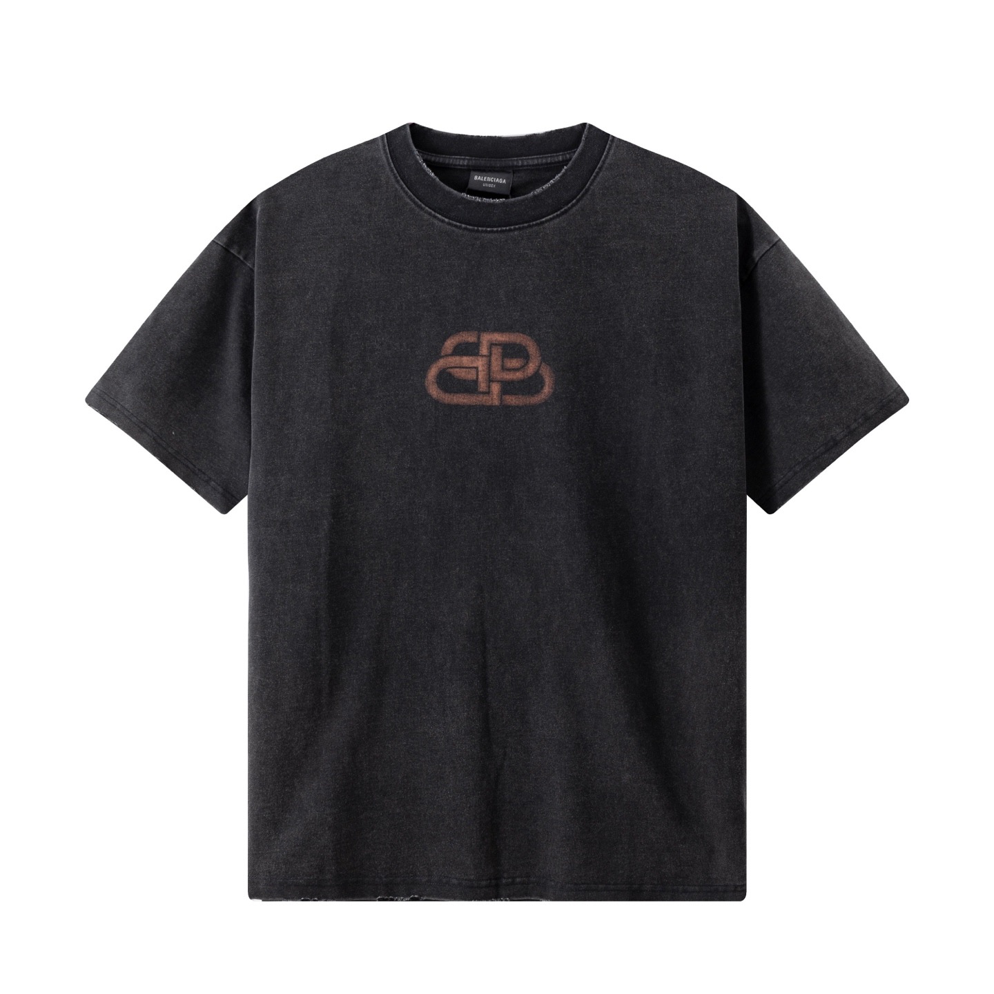 Balenciaga 高端品质 Balenciaga巴黎世家印花字母logo圆领短袖 领口 袖口做破洞磨损工艺