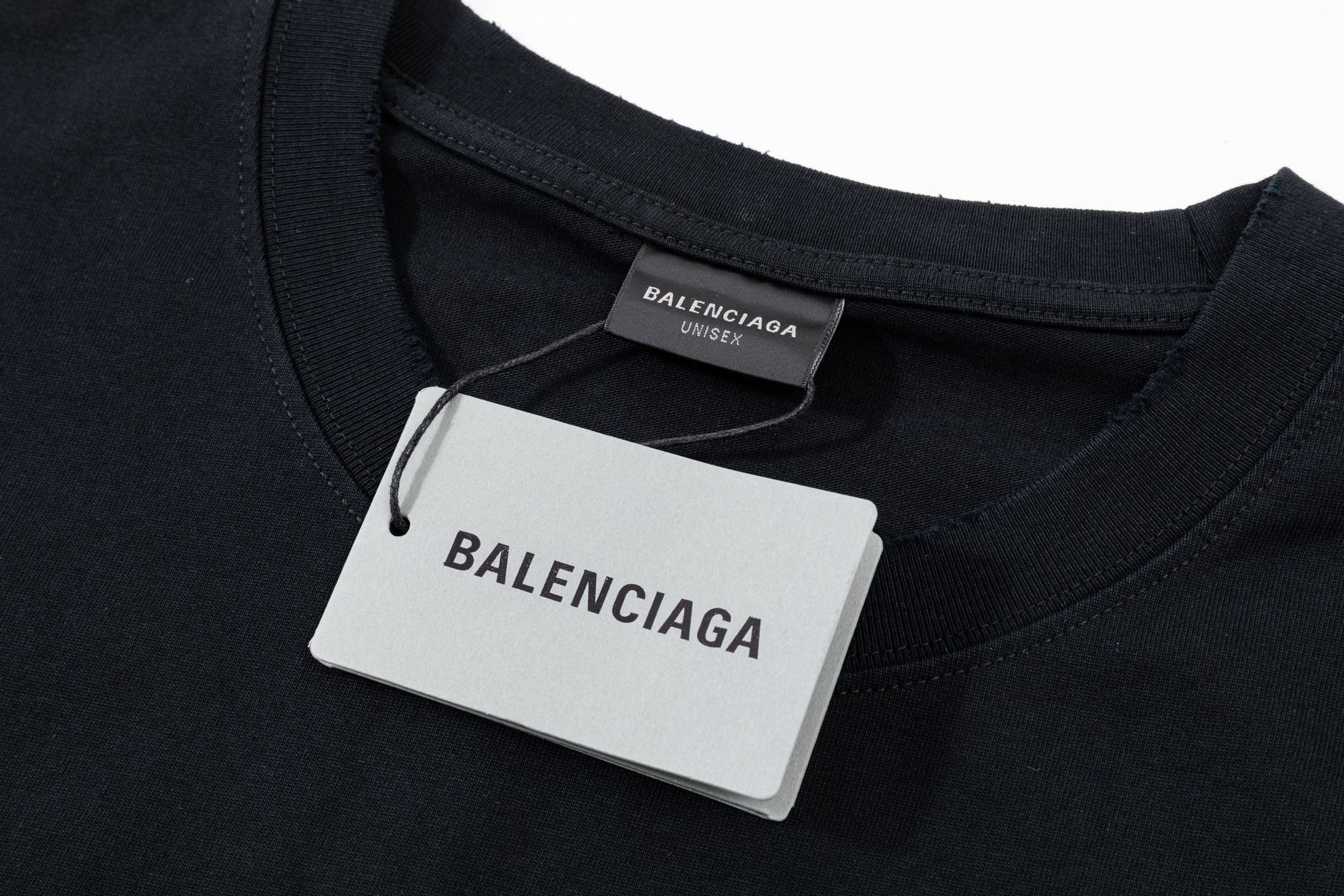 Balenciaga 高端品质 Balenciaga巴黎世家印花字母logo圆领短袖 领口 袖口做破洞磨损工艺