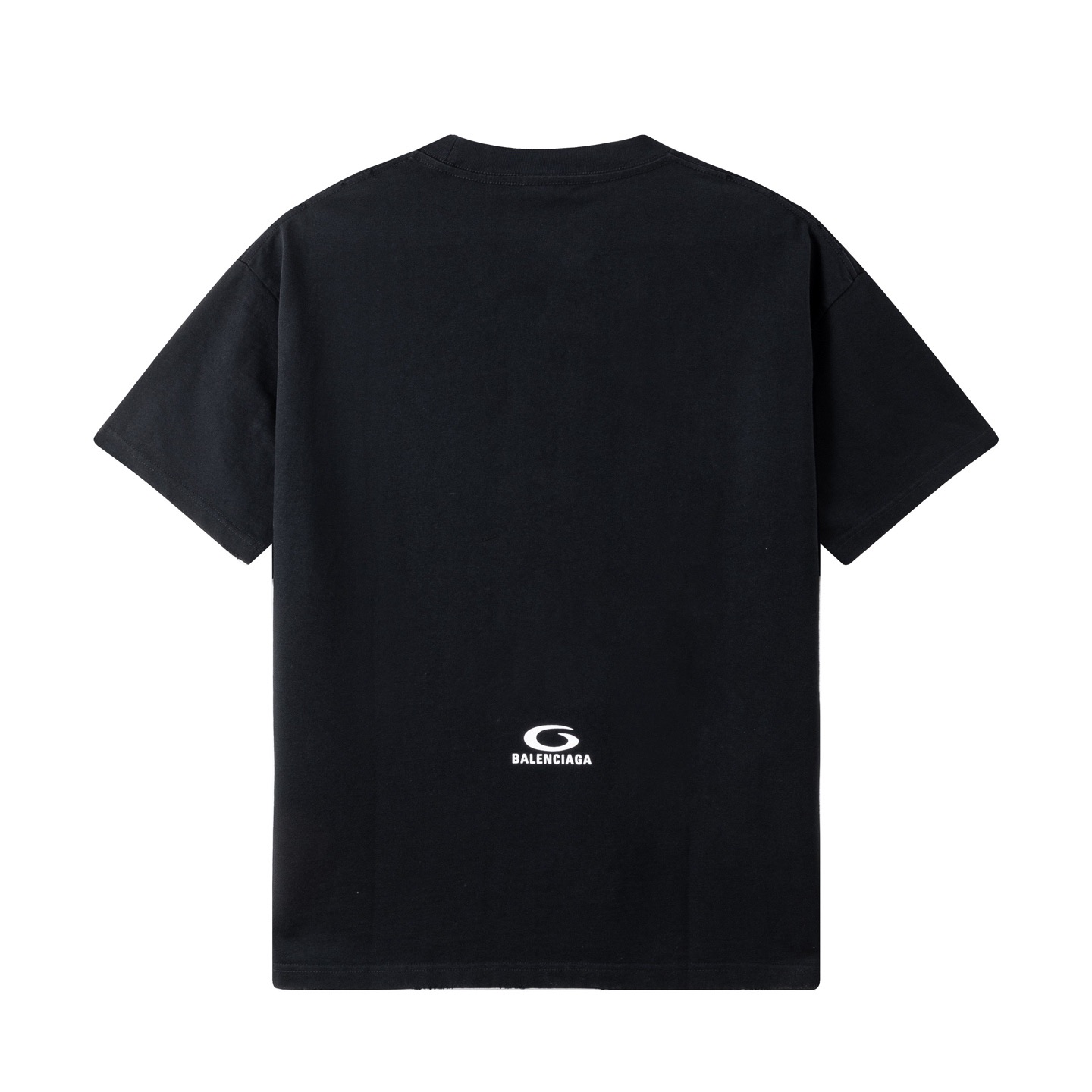 Balenciaga 高端品质 Balenciaga巴黎世家印花字母logo圆领短袖 领口 袖口做破洞磨损工艺