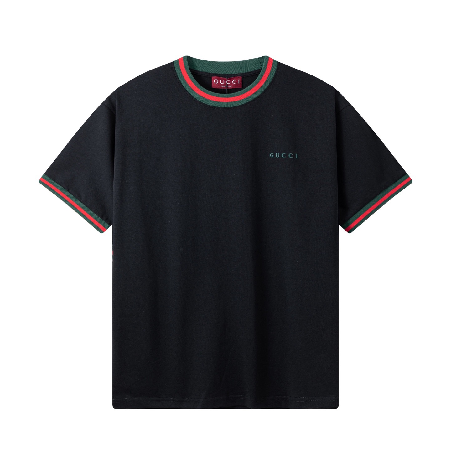 Gucci 高端品质 Gucci古驰刺绣小字母logo圆领拼接短袖，高克重 洗水面料，洗水完280g重， 工艺，宽松版型